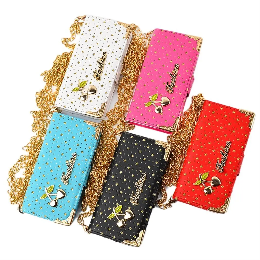 Звездный и вишневый узор PU кожаный откидной Чехол кошелек с подставкой для iPhone6