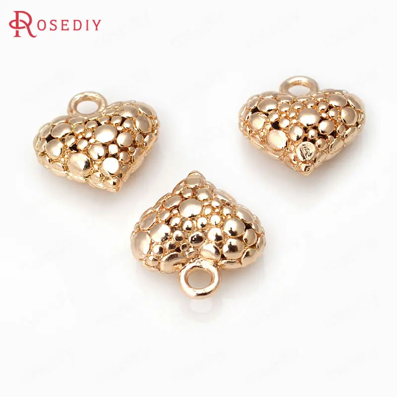 6 шт. латунные подвески в форме сердца с покрытием 24-каратным золотом 13 х14 мм