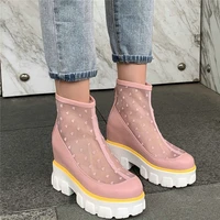 breathable lace sandals women hidden wedges high heel ankle boots female round toe fashion sneakers summer platform pumps shoes