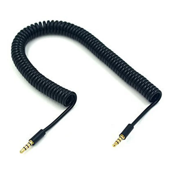 

3.5mm Male to Male Jack 4 Pole Extension Aux Audio Coiled Spiral Cable 1.5M