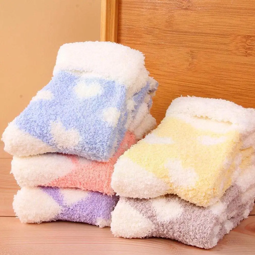

Warm Lady Heart Cute Winter Kawaii Thick Casual Women Fuzzy Fluffy Socks Socks Short Female Cute Socks Warm Cotton Terry W1c0