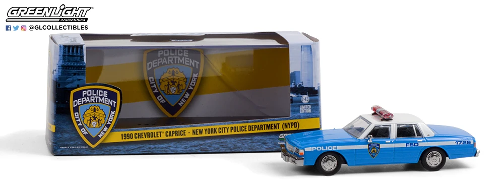 

Green light 1/43 1990 Chevrolets NYPD Collection Metal Die-cast Simulation Model Cars Toys