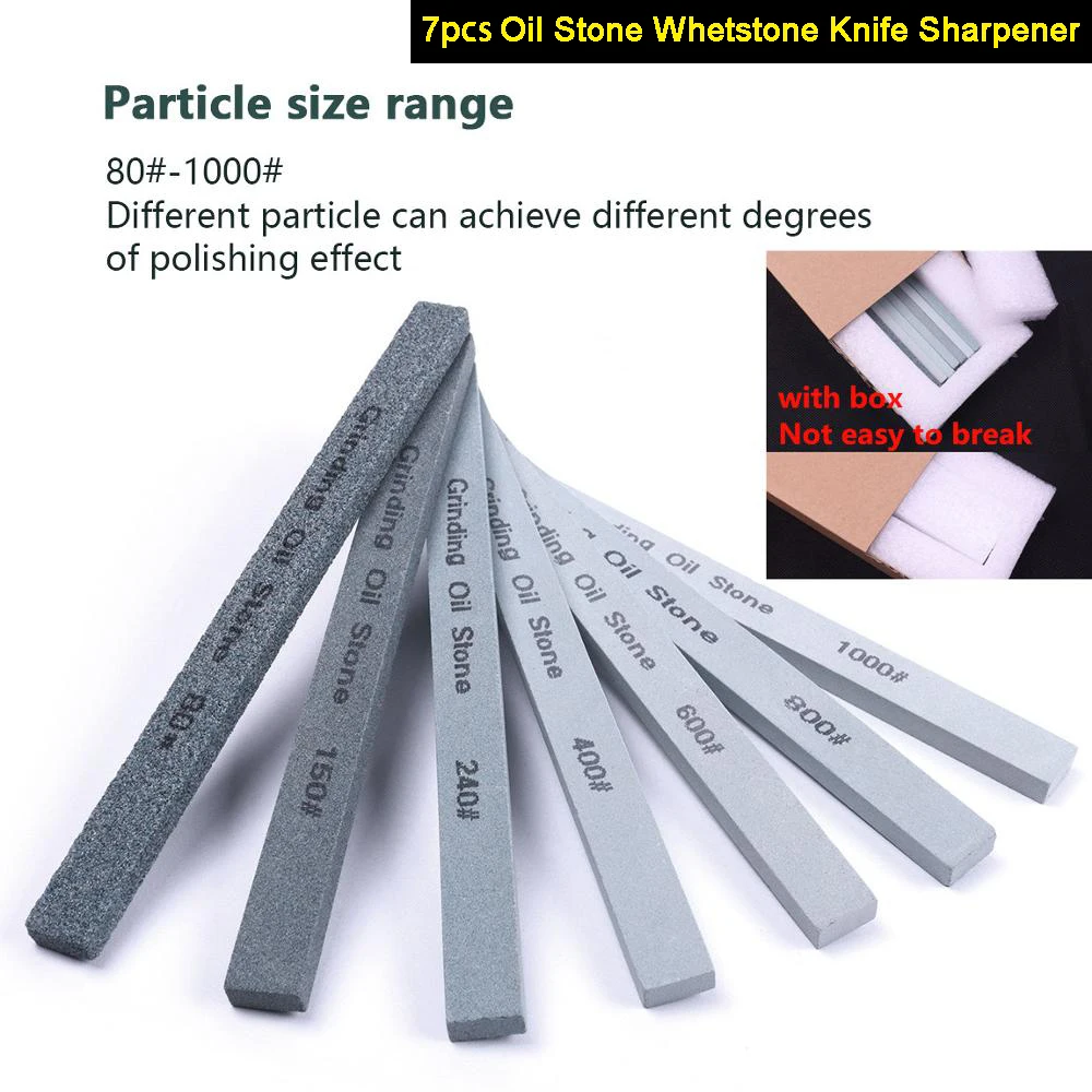 

7Pcs 80# To 1000# Grit Green Silicone Carbide Oil Stone Whetstone Knife Sharpener Polishing Stone Metal Ceramics Grinding Stone