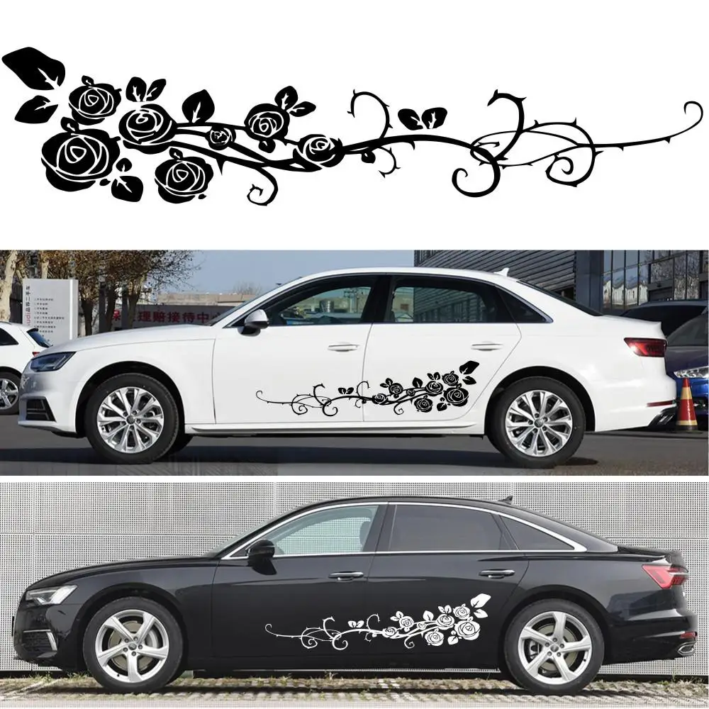 

2Pcs Car Stickers And Decals Flowers Side Body Door Decoration Sticker Auto Body Vinyl Stickers for Window Wall Bumper Decal