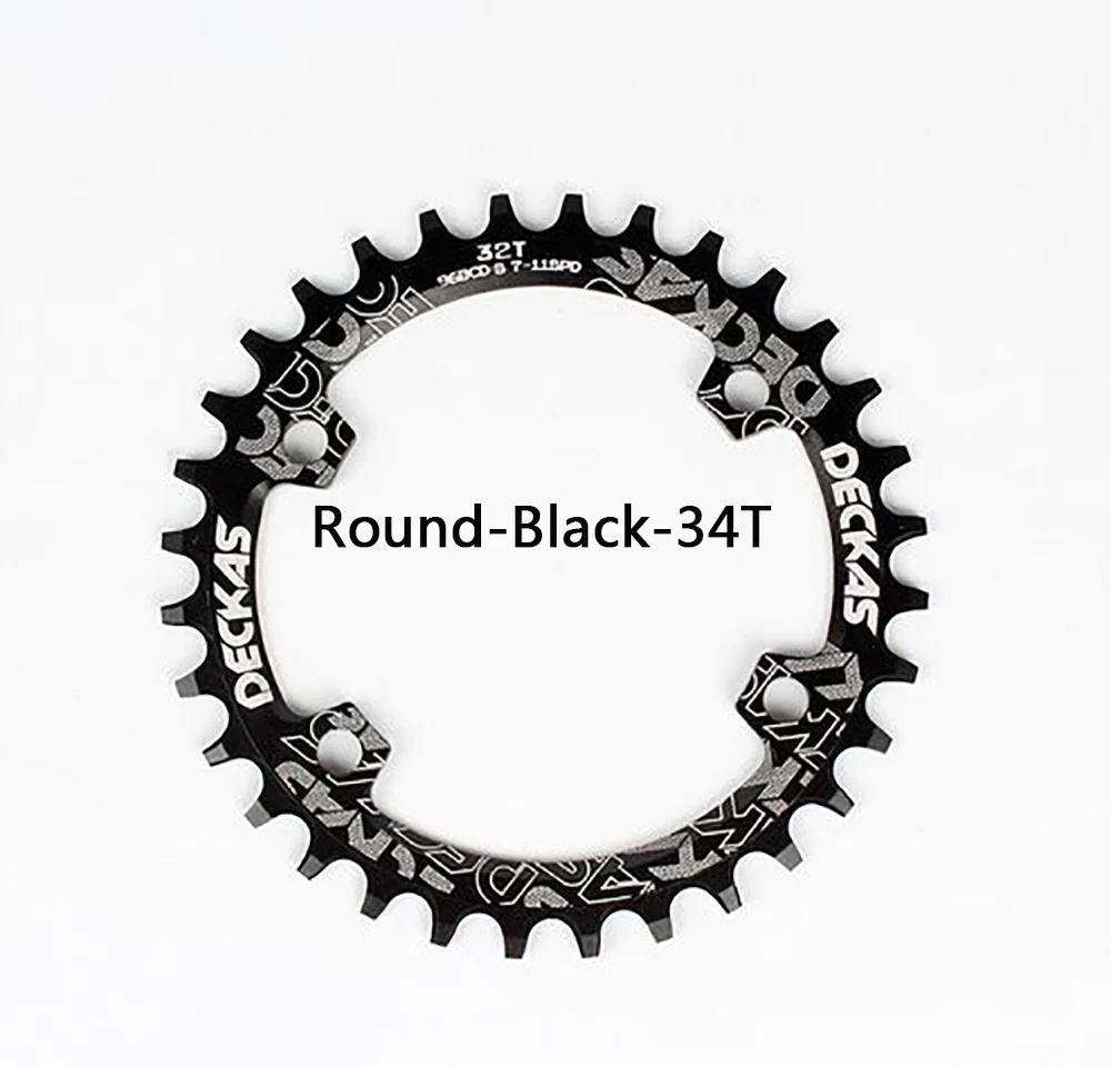 Round-Black-34T DECKAS узкая широкая цепь 96BCD-S сеть MTB кольцо дорожный велосипед круглый Овальный шатун горный велосипед 32-38T Fit SHIMANO XTR, XT, SLX - Цвет: Round-Black-34T