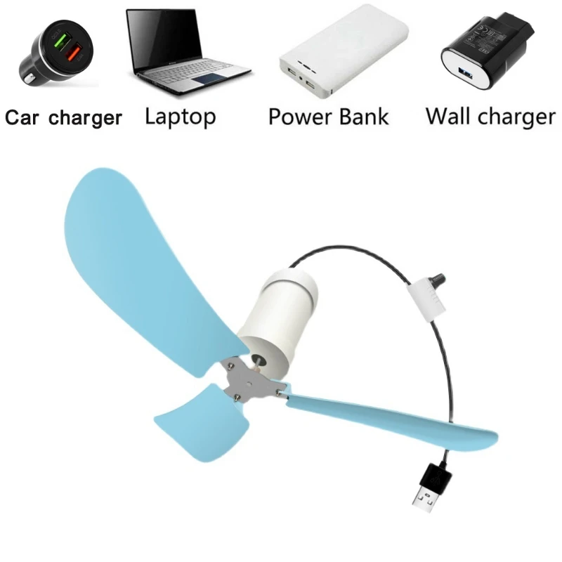 

6 Leaves USB Ceiling Fan Air Cooler Hanging Tent Fans for Camping Bed Dormitory