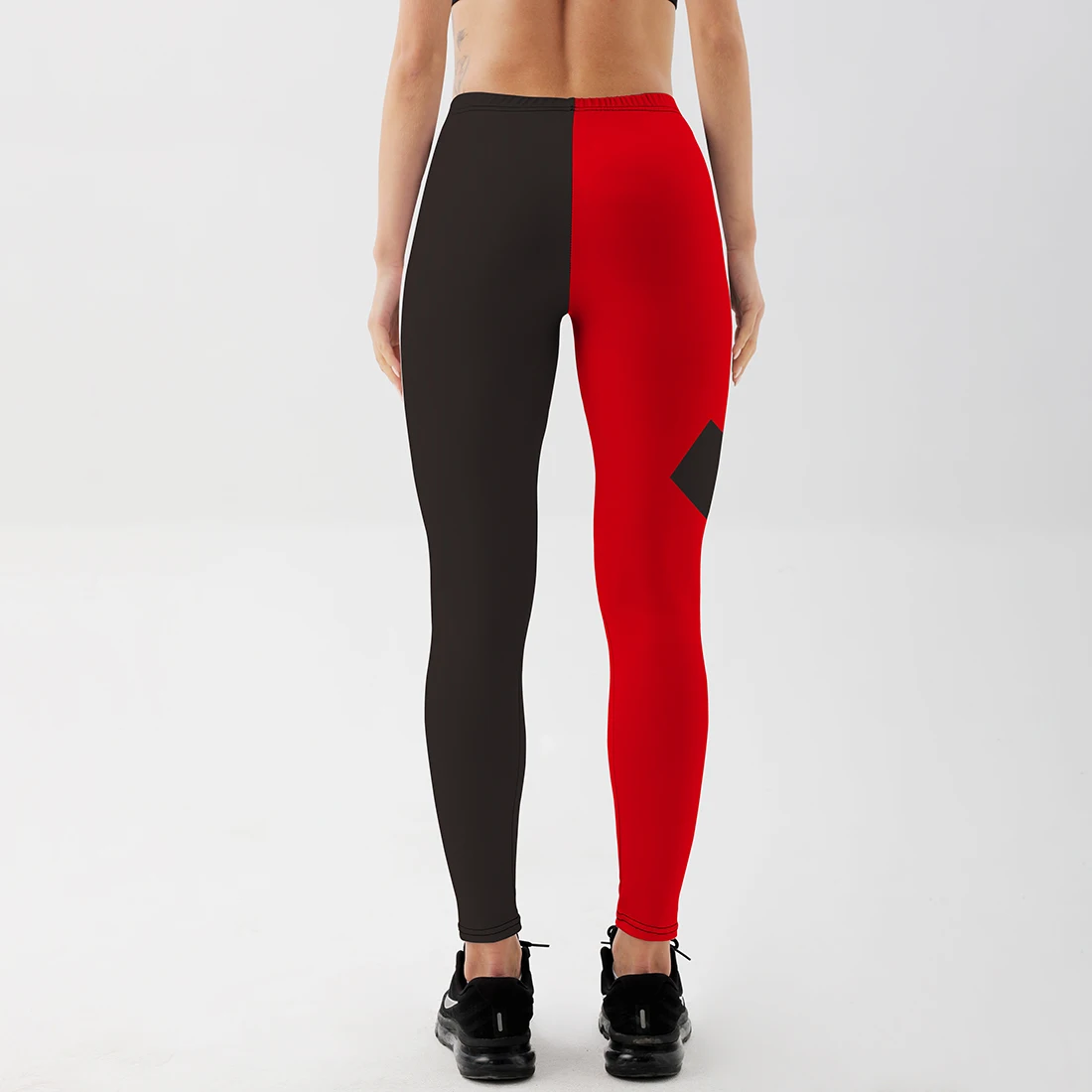 Женские леггинсы с цифровым принтом красные и черные принтом|red and black leggings|black