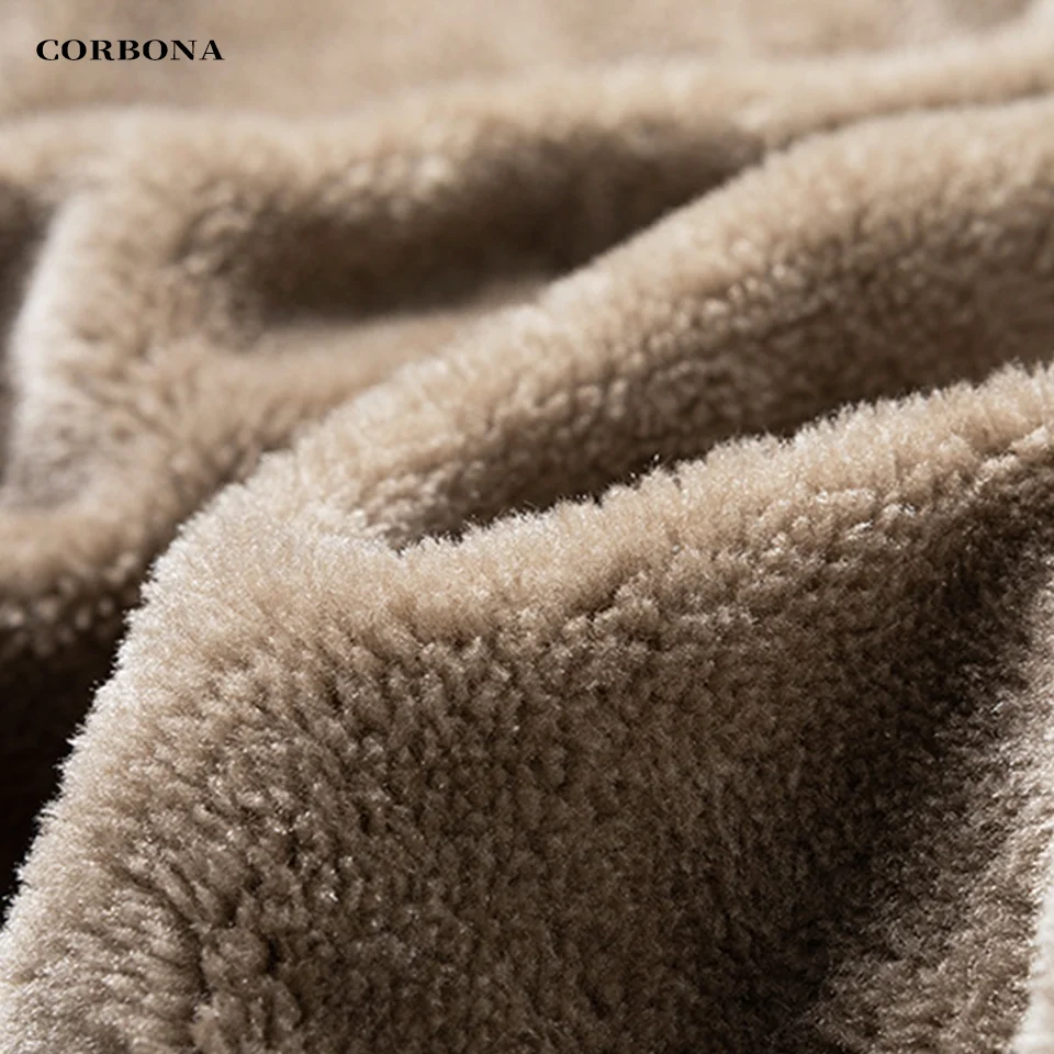 

CORBONA 2021 Plus Velvet Denim Jacket Wool Liner Cotton Jeans Men's Coat Fur Collar Casual Bomber Pilot Vintage Thick Warm Parka