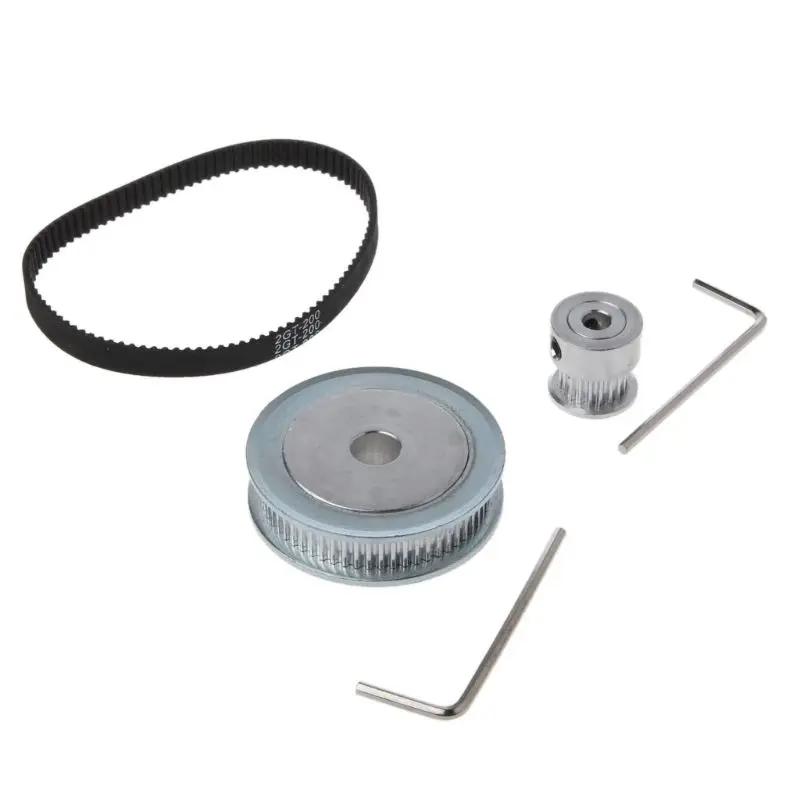 

1 Set GT2 Timing Belt Closed-loop 200mm Pulley 20 Teeth and 60 Teeth Reduction 3:1 for 3D Printer Accessories 32CC