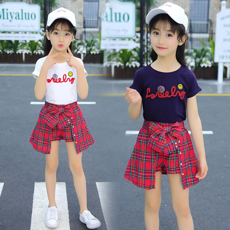 Комплект одежды для девочек детские летние комплекты футболка со смайликом +