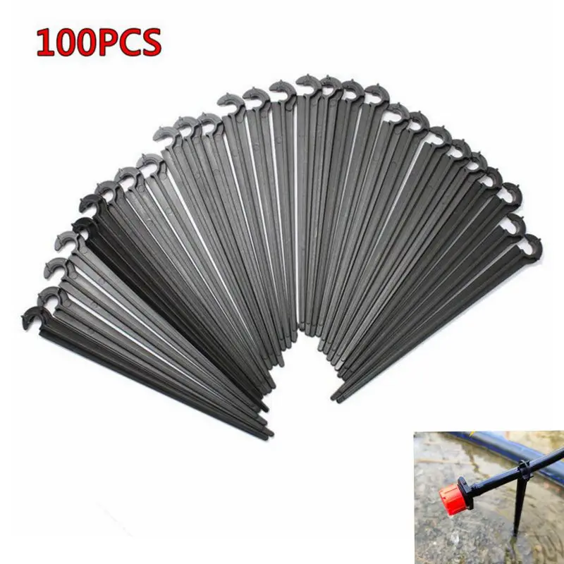 

100 шт. 1/4 дюйма C-образный крюк фиксированный держатель стойки стержень 110 мм подходит для шланга 4/7 мм капельный полив орошение в теплице для сада