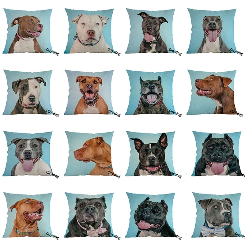 Наволочка для диванной подушки с изображением собаки питбуля|Наволочки| |