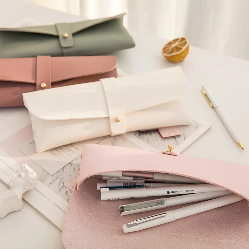 

Simple Large-capacity Leather Pencil Case Multifunction Student Storage Stationery Case Exam Pencil Case Girl School Supplies