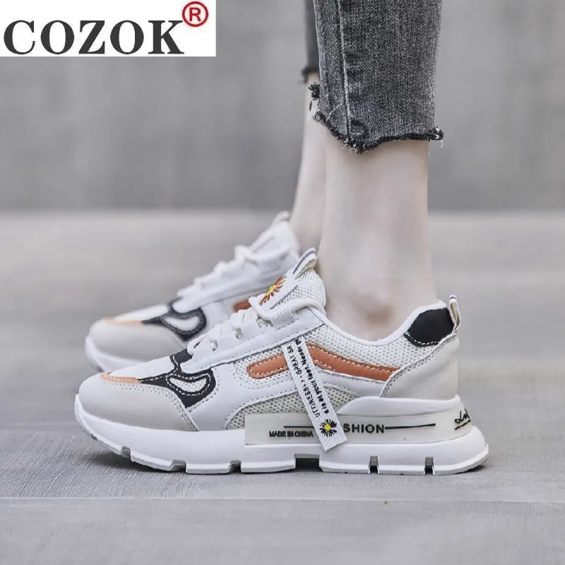 

2021 New Casual Comfortable Woman Shoes Walking Fashion Platform Woman Vulcanized Shoes Mesh Breathable Lace-up Woman Sneaker