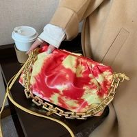 clouds bags for women 2020 trend graffiti ladies handbag chain casual oil painting casual pleated underarm womens shoulder bag
