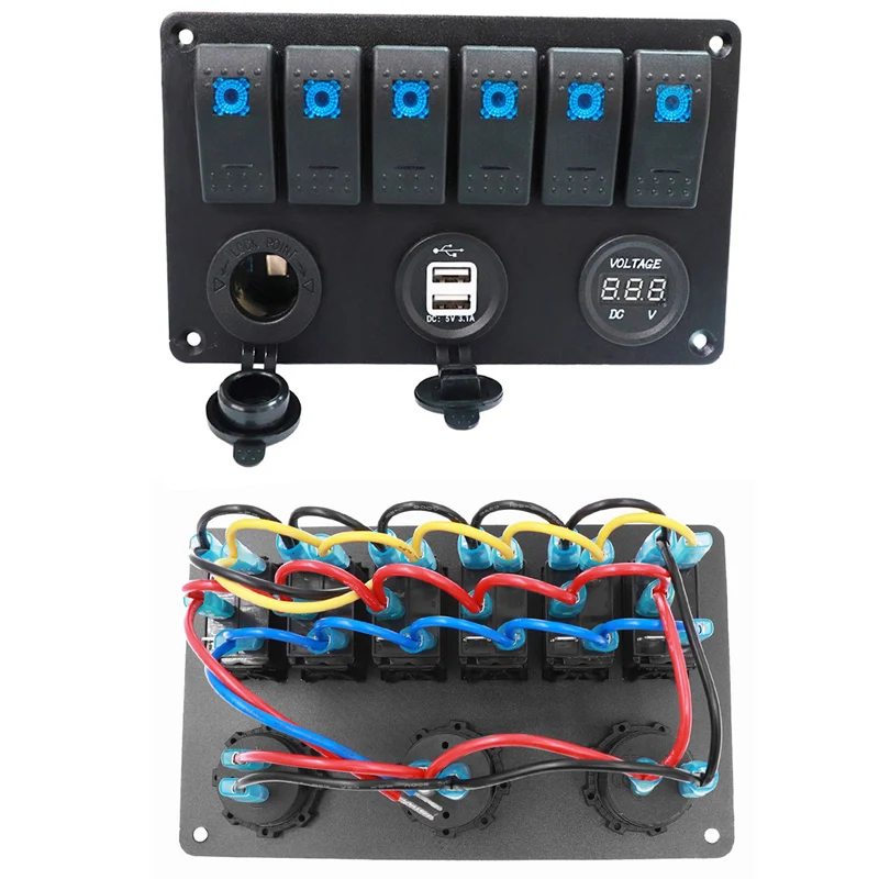 6 банд светодиодный кулисный переключатель панель 5 Pin ВКЛ-ВЫКЛ тумблер