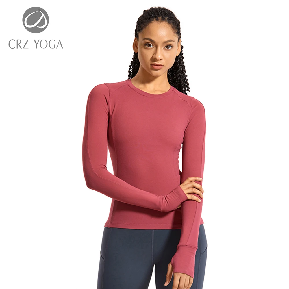 CRZ YOGA Женская рубашка для бега с длинным рукавом спортивный тренировочный топ