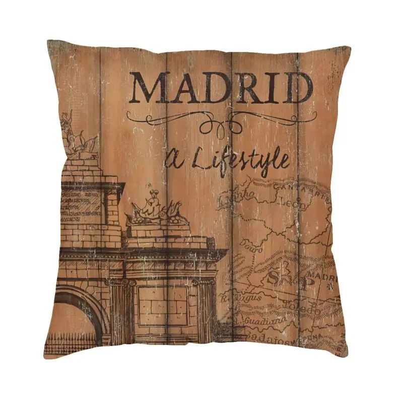 

Spain Cityscape Oil Painting Art Cushion Cover Travel Madrid Square Floor Pillow Case For Living Room Pillowcase Home Decoration