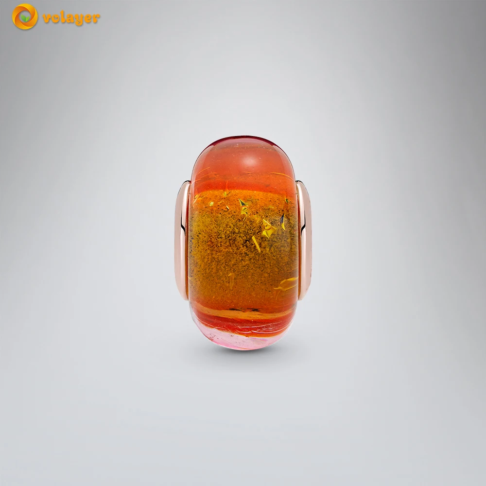 Volayer серебряные бусины 925 пробы сверкающий закат Шарм из муранского стекла