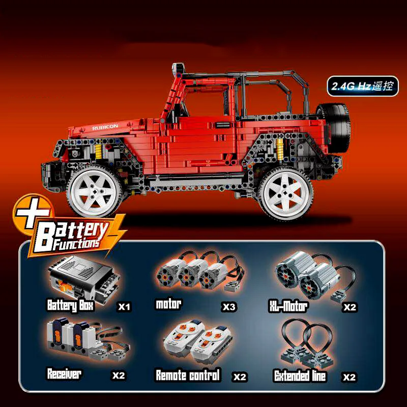 LP Technic 20090 MOC Jeep Wrangler Rubicon RC 20100 G500 AWD Wagon двигатель совместимый с Leleings 5140 2425 блоки