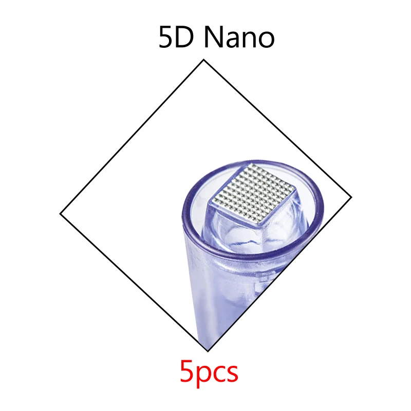 5pcs 5D square nano Профессиональный массажер с микроиглами Meso ручка без игл портативный жизненный инъекции кислоты воды ручной кожи инжекторный пистолет - Цвет: 5pcs 5D square nano