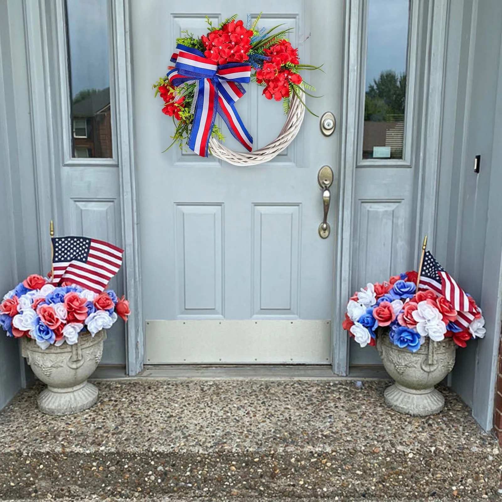 

Front Door Outdoor Independence Day Wreath Porch Decoration The Letter Creative Hanging Round Wreath Decor Wreaths Garlands