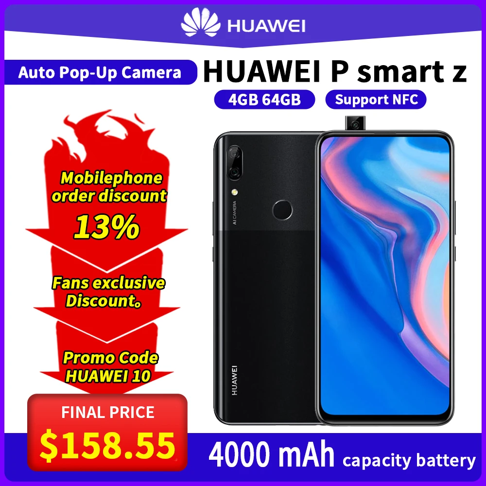 Оригинальный смартфон Huawei p smart z 4 Гб 64 ГБ Восьмиядерный процессор kirin 710