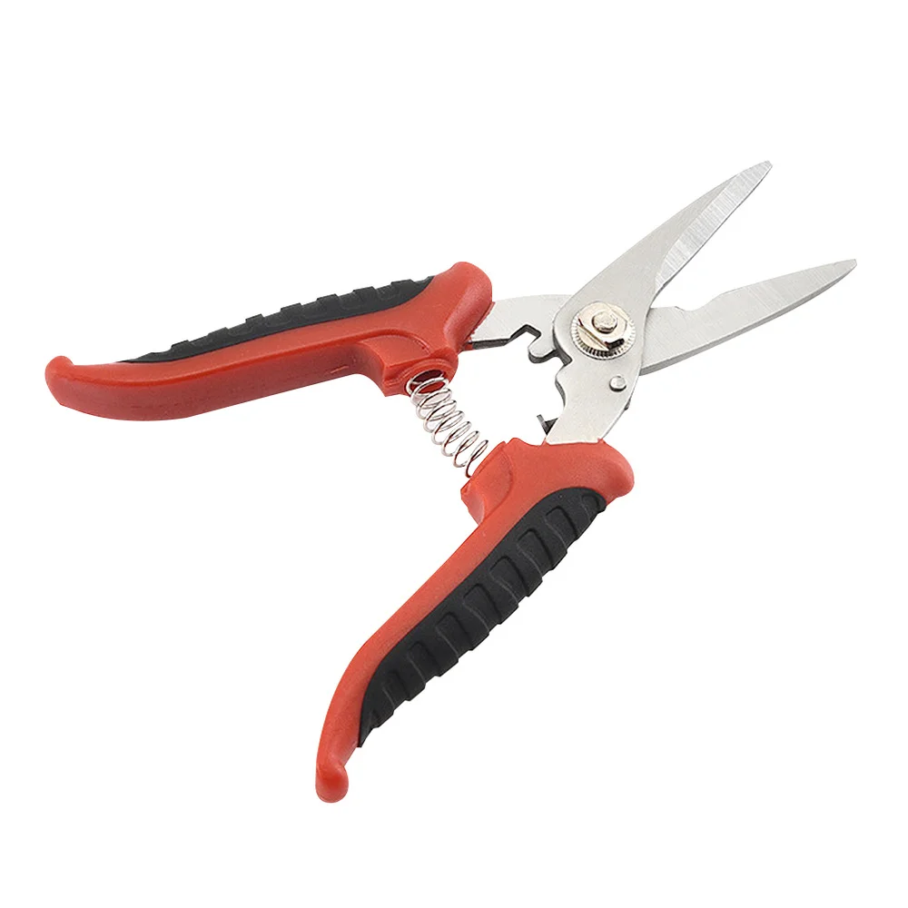 

Stainless Steel Shear Gardening Pruning Shears Multi Function Iron Shears Electrical Wire Slot Shears (Red Black)