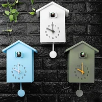 3colors modern plastic bird cuckoo design quartz wall hanging clock timer quartz wall clock for home office decoration
