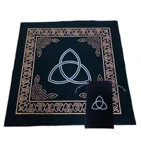 50x50cm art tarot pagan altar cloth flannel tablecloth with bag divination game card pad square table cover