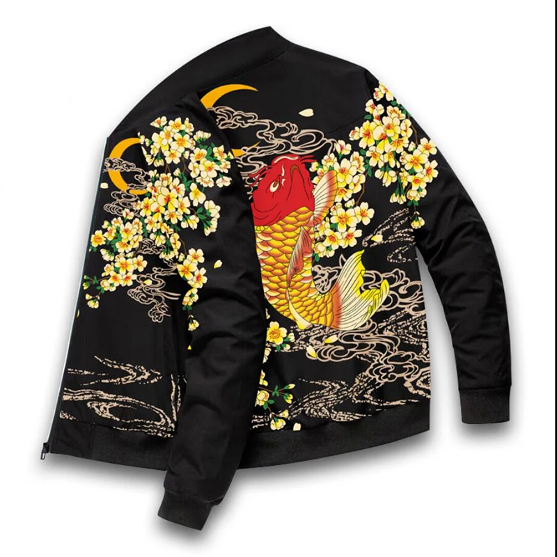 Мужская бейсбольная куртка в стиле хип-хоп на молнии с длинными рукавами принтом