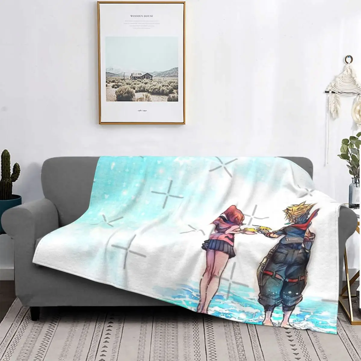 

Kingdom Hearts-Manta a cuadros para cama, cobertor de tela escoa para sofda, manta de verano, 3 единицы