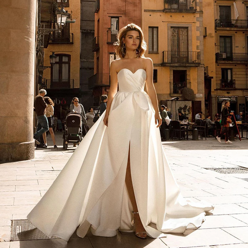 

Thinyfull средства ухода за кожей шеи Свадебные платья 2021 с боковыми Разделение с бантом в стиле «бохо платье принцессы, невесты Свадебные плать...