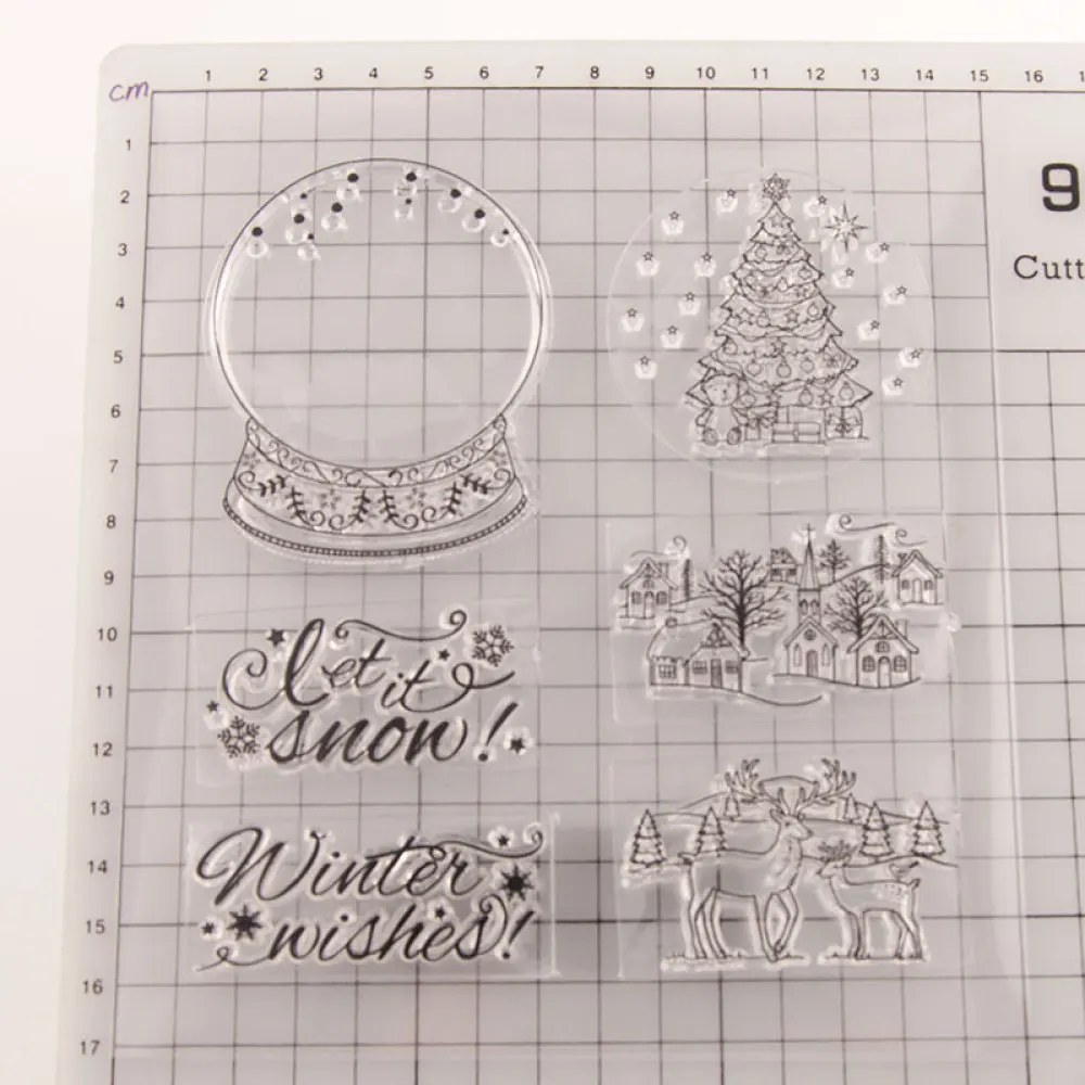 Хрустальный шар домик оленя рождественская елка прозрачные штампы/силиконовые