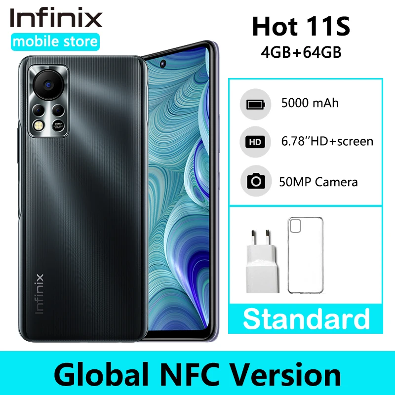 Infinix HOT 11S NFC 4GB 64GB 6.78 FHD Punching Display Smartphone Helio G88 50MP AI Rear Camera 5000mAh Battery Global Version