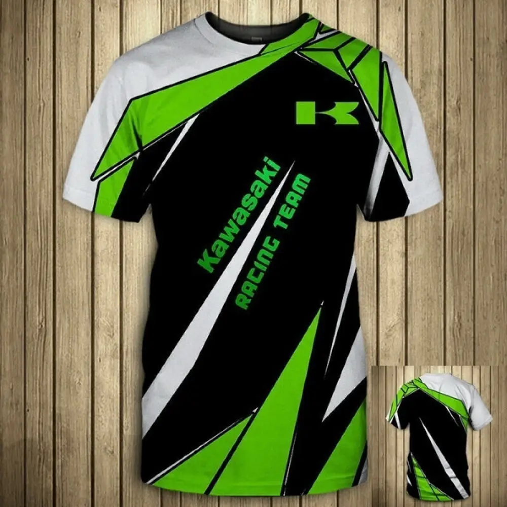 

Men New Kawasaki Motorcycle Logo Digital Printing T-shirt Casual Fashion Harajuku High Quality Hip Hop Short Sleeve Brand Top