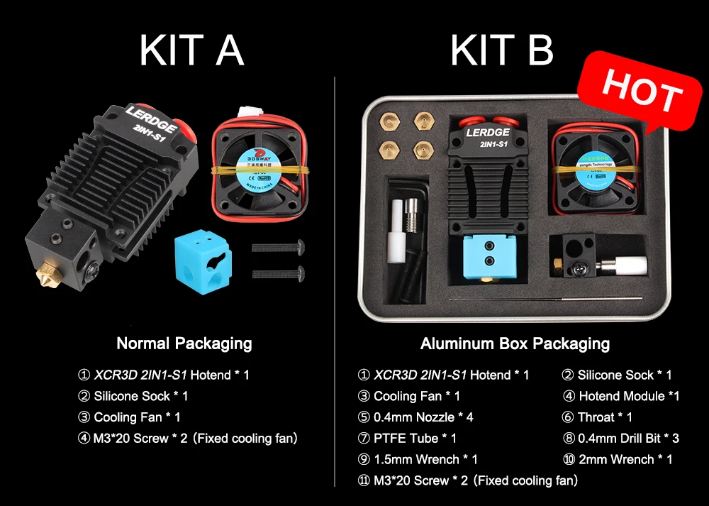 LERDGE 2 в 1-S1 Hotend 3d принтер части Bowden MK8 Titan V6 экструдер двойной hotend переключение 2 цвета многоцветные 0,4 сопла наборы