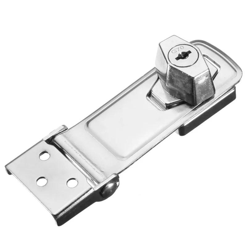 

105mm Stainless Steel Plating Self Locking Security Hasp Staple 2 Keys Lock Shed Cupboard Padlock