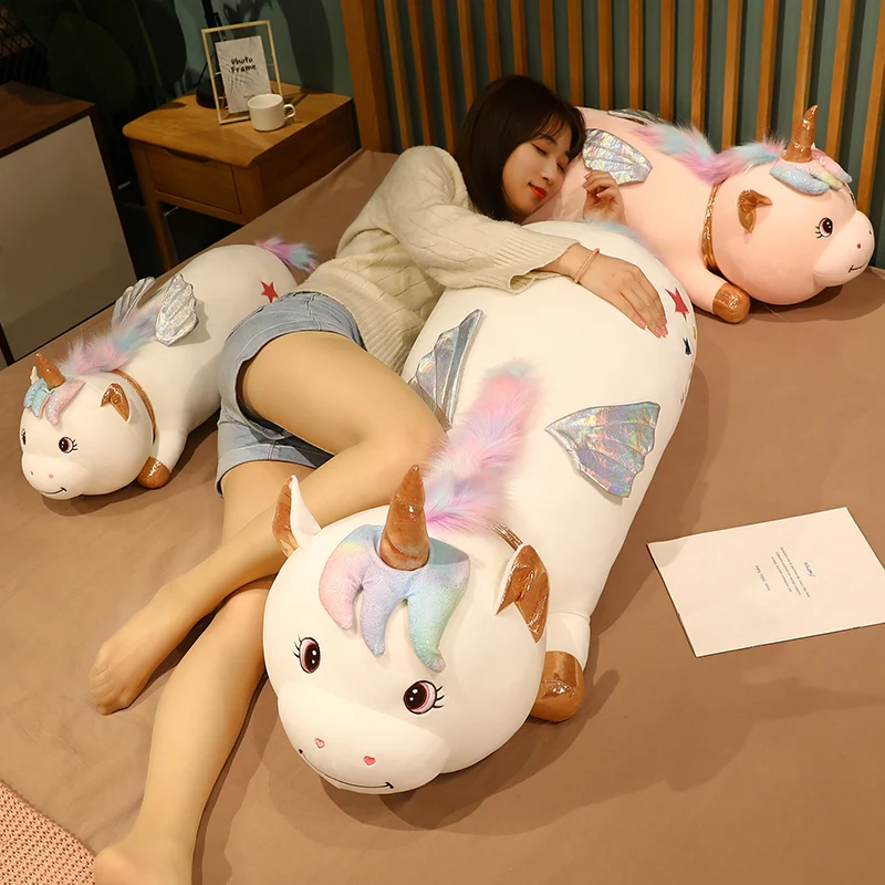 

1pc 65/85cm Lovely Lying Angel Unicorn Plush Toys Cute Animal Mascot Pillow Stuffed Soft Kawaii Unicorn Dolls for Children Baby