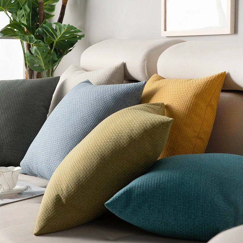 Однотонная подушка крышка серо голубой желтый красный зеленый коричневый