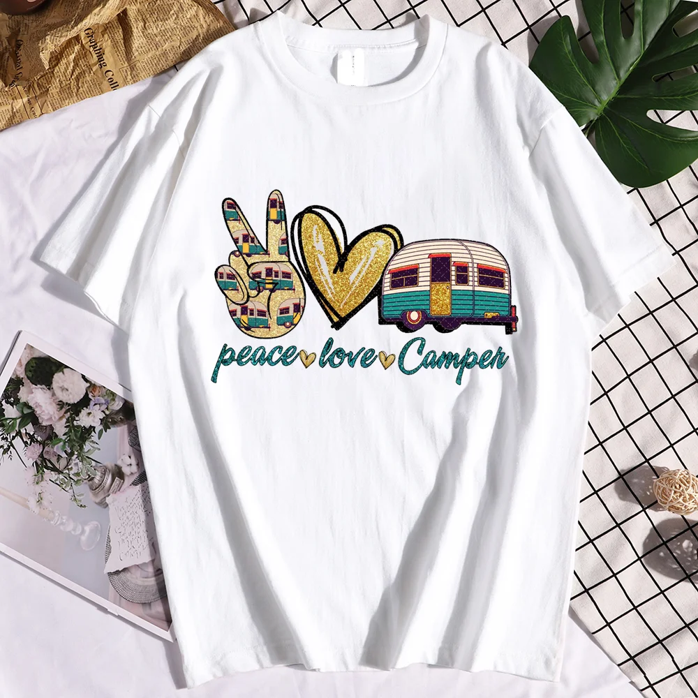 

Women Peace Love Camper Tshirt Girl Harajuku Casual White 90s Graphic T Shirt Fashion Femme T-Shirt Drop Shipping Goth Clothes