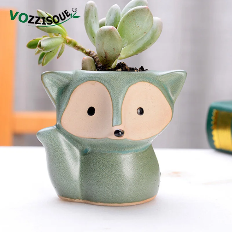 Милый маленький горшок для растений с лисой цветочный суккулентных мини Maceta дома