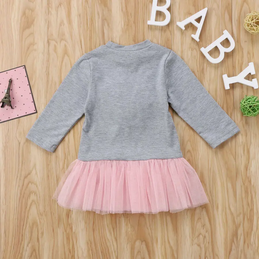 

Baby Girl Long Sleeve Lace Tutu Dress Girls Tulle Sweatshirt Kids Outfit Clothes