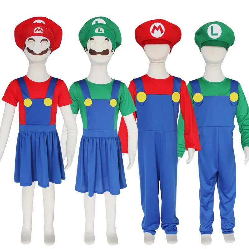 Детский костюм Супер Марио Луиджи Маскарадный Нарядное платье Костюм|Костюмы