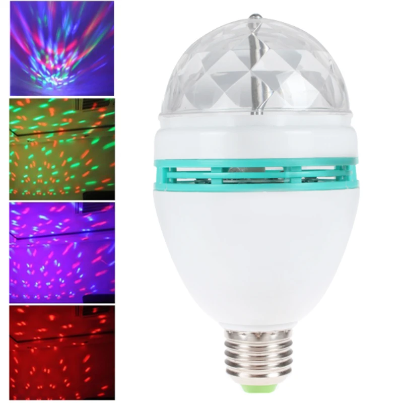 E27 3 Вт цветной Авто вращающийся RGB светодиодный светильник сценический вечерние