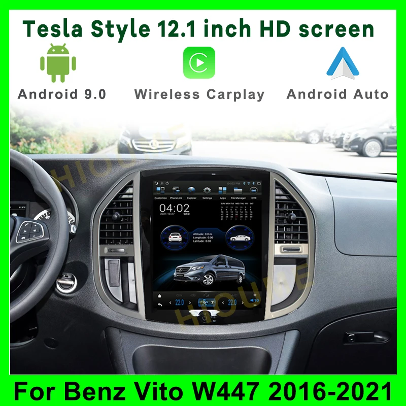 

12.1" Tesla Style Vertical Screen Android 9 For Mercedes Benz Vito W447 Car Radio Automotivo Multimedia Video Player Navi