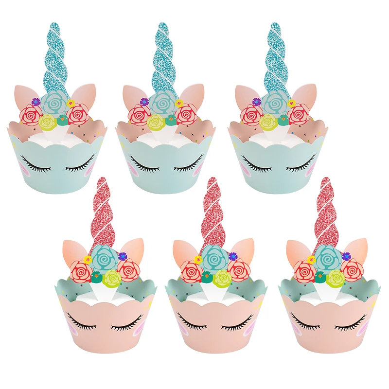 24 шт. в виде радужного единорога торт топперы капкейки упаковочных материалов на