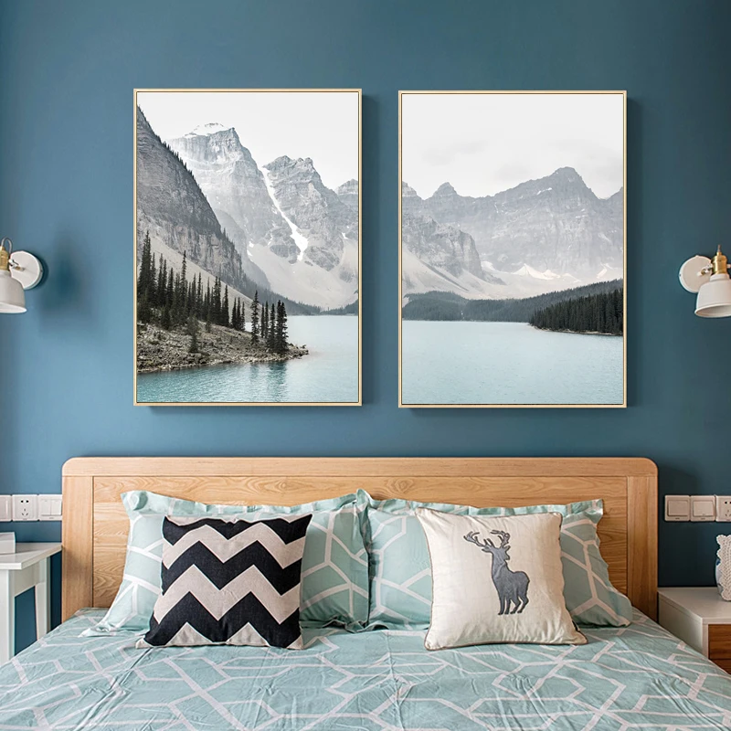 

Nordic Landscape Mountain Lake Canvas Paintings Home Decoration Living Room Wall Art Pictures Nature Scenery Posters and Prints