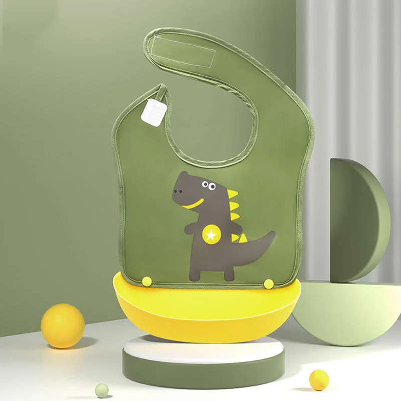 

Cartoon Pattern Polyester Silicon Waterproof Adjustable Baby Bibs Solid Food Self Feeding for Child Infant Kid Children Gift