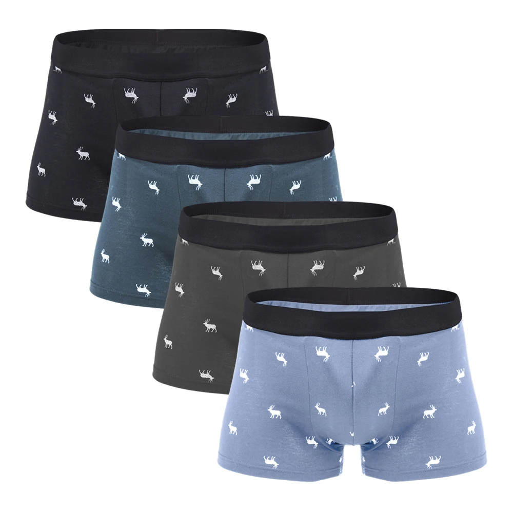 Men's Panties Cotton Printing Underwear Men Set Soft Men Underpants Boxer Pouch Man Boxer Shorts Underwear High Quality 4PCS